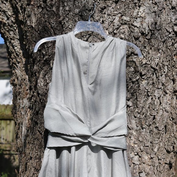 Custom Silver Faux-Wrap Dress - Picture 2 of 10